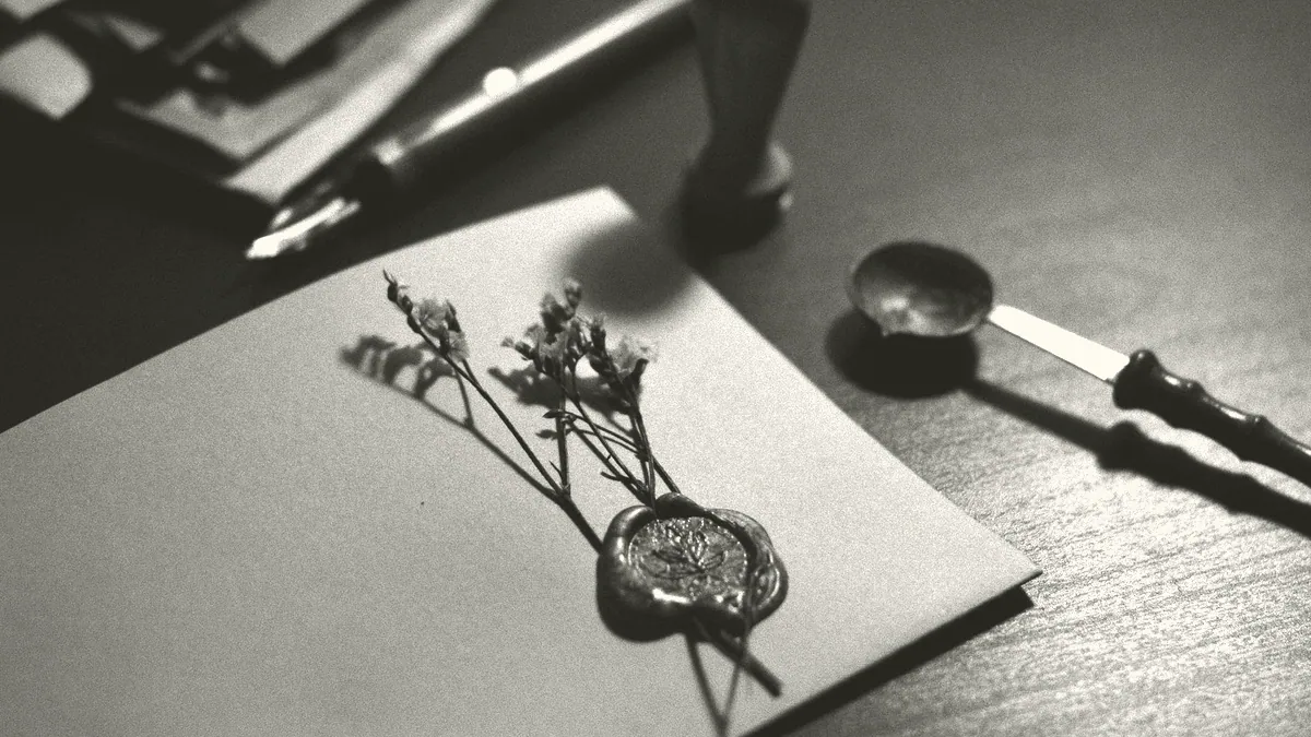 A stamp resting on a document.